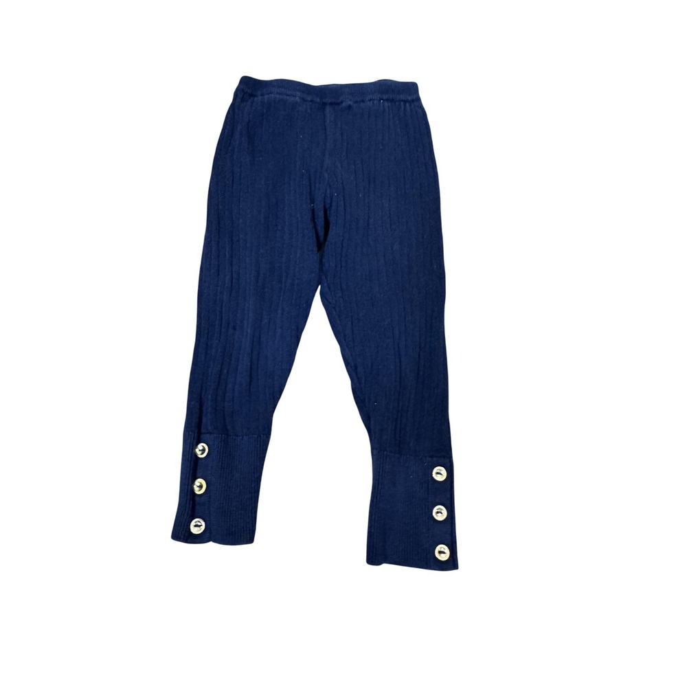 Mayoral Leggings Pants Girls 2T Navy Blue Ribbed Knit Button Cuff Elastic Waist